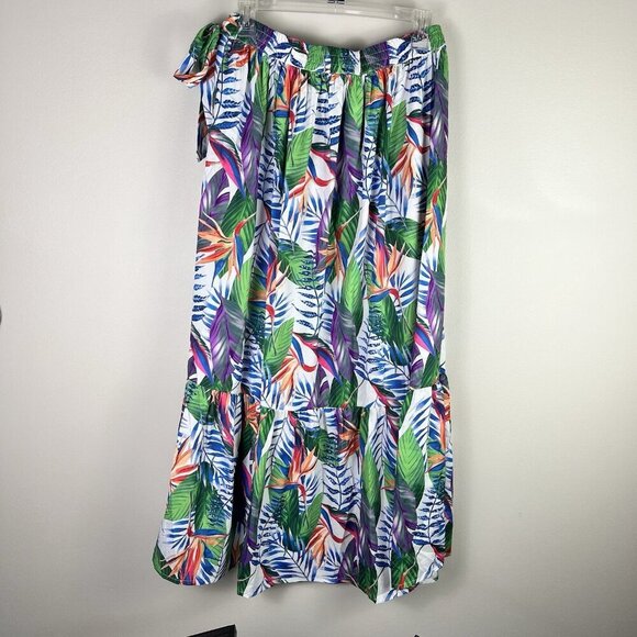 Rachel Zoe Tropical Midi Skirt Size Medium Colorful Vacation Beachy Artsy Island - Picture 9 of 10